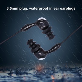 IP68 wasserdichte Kopfhörer,In-Ear-Konduktions-Ohrhörer mit Ersatz-Ohrstöpseln,Ergonomisches Design Binaurales Headset,zum Schwimmen Laufen Surfen Sport(Schwarz)