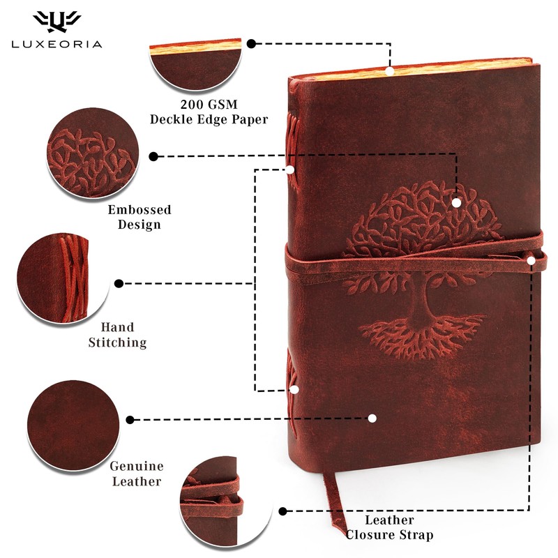LUXEORIA Tree Of Life Leather Journal for Women and Men,