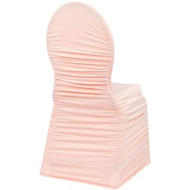 Blush/Rose Gold Ruched Fashion Spandex Banquet Chair Cover - 18" x 20.5" x 30" (1 Pc) - Premium Stretchable Elegant Design for Events & Parties