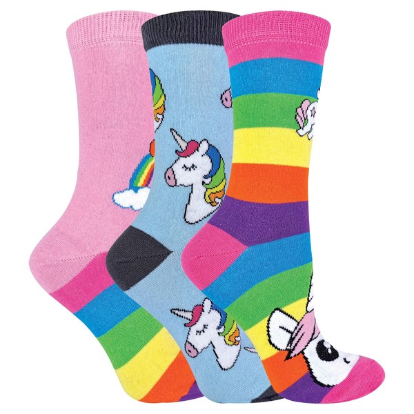Girls 3 Pack Cute Rainbow Unicorn Socks | Sock Snob