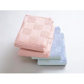 Kosugizen Face Towels, Hotel Type, 13.4 x 31.5 inches (34 x 80 cm), Soft Pink + Sax, 2 Colors, Set of 4