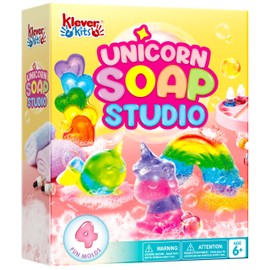 Klever Kits 4 Molds Soap Making Kit- DIY Girl Crafts, Unicorn Toy Soap Girl Birthday Gift for Kids Aged 6+, Science STEM Activity Gifts for Toddler Ages 6 7 8 9 10 11 12