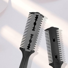 Soft 'N Style 3 Pack Double Sided Comb and Trimmer - Hair Razor Scissors, Split Ends Styler for Thin and Thick Cutting (Black)
