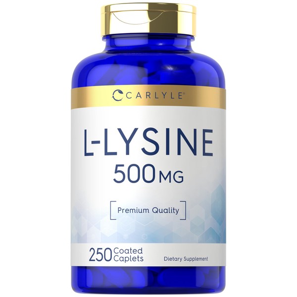 Carlyle L-Lysine 500 mg | 250 Caplet Capsules | Amino Acid Supplement | Vegetarian, Non-GMO & Gluten Free