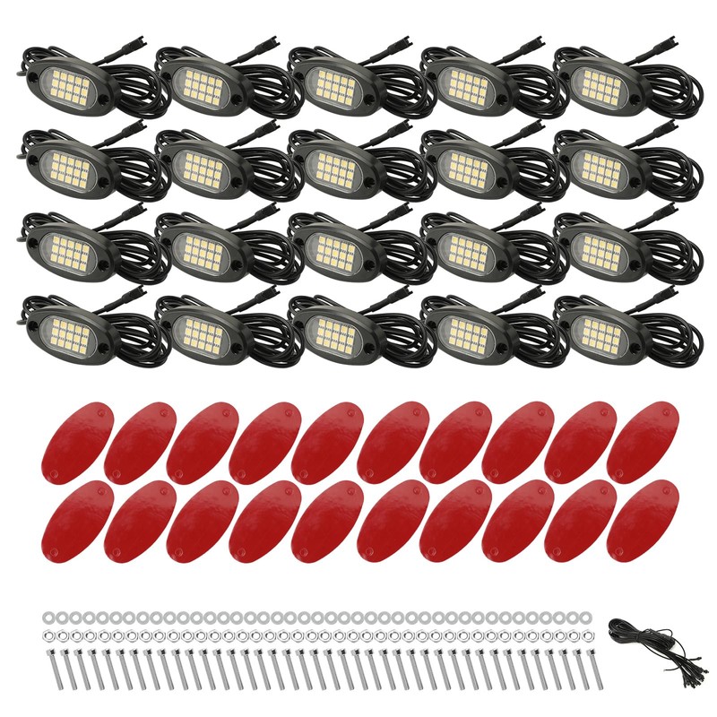 Winunite 20 Pods Quick Connect White Rock Lights, 5M Extension