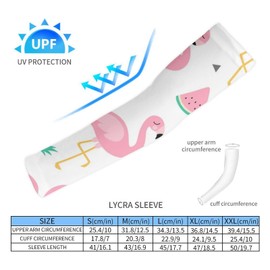 Xmkltbz 1 Pair Cooling Arm Sleeves, Unisex Warmer Spandex Sports Cover Uv Sun Protection for Cycling Golf Running XL Print Pink Flamingos Watermelon Yellow Pineapple Black Triangles on White