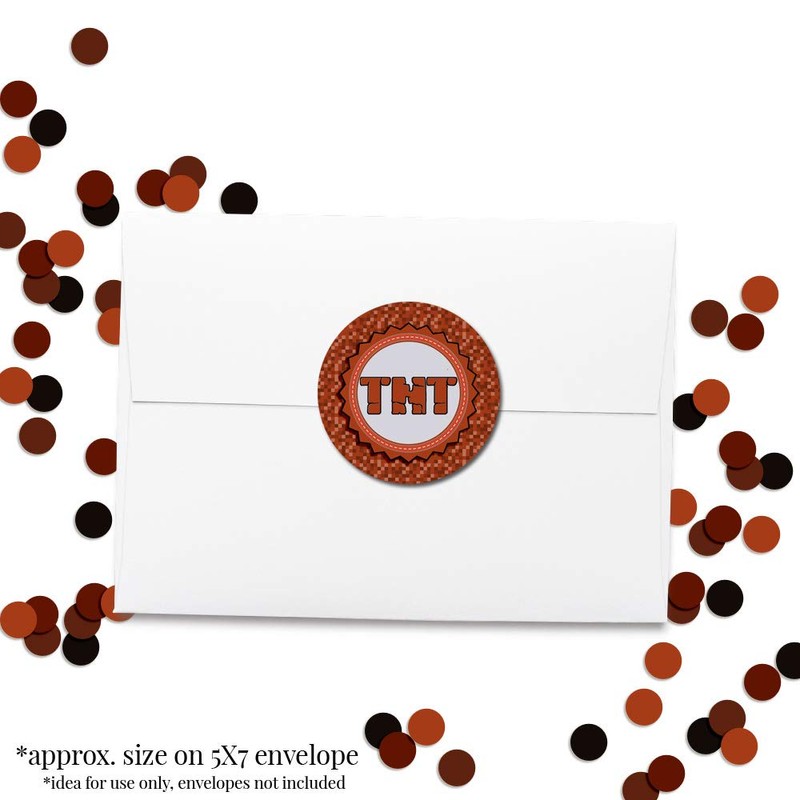 Pixel Miner TNT Themed Thank You Sticker Labels for Kids,