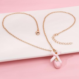 KZL Pink Ballerina Ballet Shoes Pendant Necklaces Crystal Ballets Dancer Charm Necklace for Women Adjustable Bow Bowknot Necklace Dance Recital Jewelry Costume Accessories Christmas Gifts