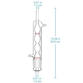 stonylab Allihn Condenser Reflux for Soxhlet Extractor, Borosilicate Glass Allihn Condenser with 50/42 Joint 250 mm Jacket Length Lab Glass Condenser, 500 ml
