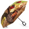 Xmkltbz Manual Large Inverted Rain Umbrella, Manual Open/Close Reverse Car