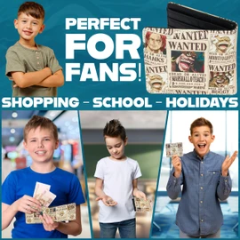One Piece Wallet for Boys Men & Kids, Faux Leather Card Cases & Money Organisers, Slim Manga Teens Accessories & Anime Gifts (Beige)