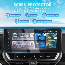 Karltys 2 Pack Tempered Glass Screen Protector for 2023 2024 2025 Nissan Altima Accessories SL/SR VC-Turbo 12.3-Inch Touchscreen, Ultra Clear Anti Glare Navigation Protective Film
