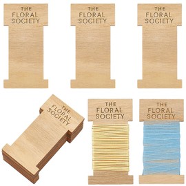 SUNNYCLUE 10Pcs 95x50x5mm Flat Spools Empty Wooden Thread Spools Wood Cardborad Rectangle Sandy Brown Vintage Antique Embroidery Line String Bobbin with Word for Cross Stitching Crochet Needle DIY