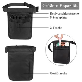 DAWRIS Nurse Belt Bag, Women's Nurse Bag, Durable Multifunctional Storage Bag with Adjustable Belt, Portable Nurse Accessories, 18 x 25 cm, Black