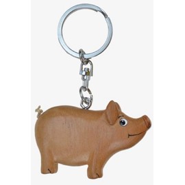 Unbekannt Wooden Metal Pig Keyring Pig Backpack Pendant, natural