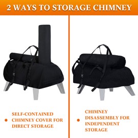 Wovnet Carry Cover Compatible with Ooni/karu 12 with Detachable Chimney Bag, Portable 600D Oxford Cloth Pizza Oven Cover Waterproof Pizza Oven Accessories for Outdoor Wood Fired and Gas Multi Fuel