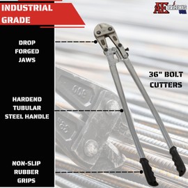 ATE Pro. Tools - 36" Heavy Duty Bolt Cutter, Drop Forged Cr-Mo Alloy Steel Blades, Ergonomic Non-Slip Handle, Cutter for Rebars, Chains, Locks, Wires, Bolts, Fence, Rivets