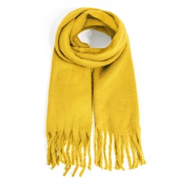 TUSHUSTY Winter Women Chunky Scarf Warm Blanket Big Thick Large Oversized Wrap Colorful Long Solid Scarves Yellow