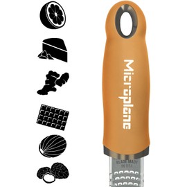 Microplane - Rallador de zester premium en mostaza Herramienta de zester de limón, rallador de queso duro y verduras Para cítricos, queso parmesano, ajo, jengibre, nuez moscada Hoja fina de