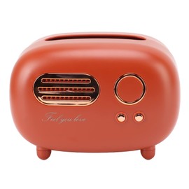 Natudeco Retro Radio Shape Tissue Cover Box Vintage Paper Case Dispenser Multifunctional Tissue Box Holder for Bathroom Living Room Bedroom Dressers(Red)