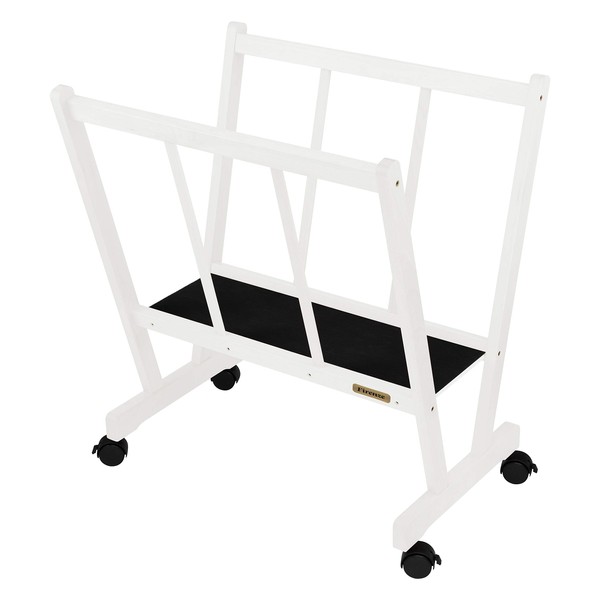 Creative Mark Firenze Wood Large Print Rack with Castors - Perfect for Display of Canvas, Art, Prints, Panels, Posters, Art Gallery Shows, Storage Rack - White