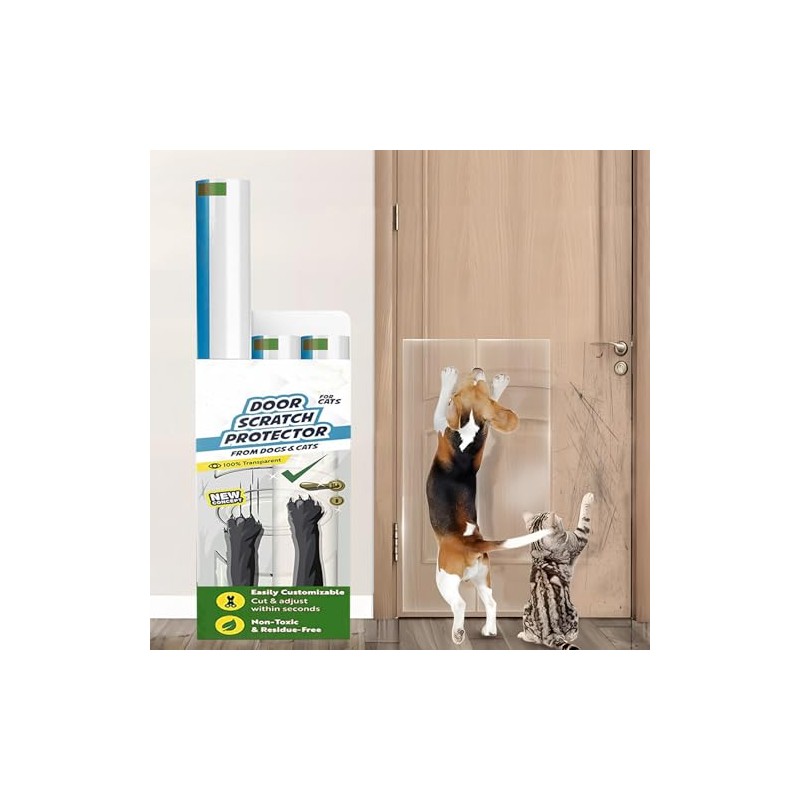 4 Piezas Protector de Puertas para Perro,Cinta Antiarañazos para Gatos,Protector