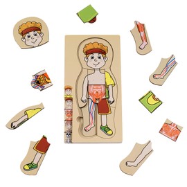 KINOKOSAY My Body Parts Puzzle for Toddlers Kids Girls Boys Montessori Wooden Anatomy Puzzle 3-5 Years Old Preschool Learning Game Human Body Cognitive Toys