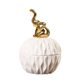 whungfa Golden Elephant Cute Animal Ceramic Jewelry Box Ring Storage Jar Animal Candy Box for Keeping Holding Ring, Necklaces, Jewelry, Earring, Keys,wedding Candy, Elephant, 4.2 Inch