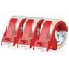 3 Rolls BOMEI PACK Clear Packing Tape with Dispenser, Heavy