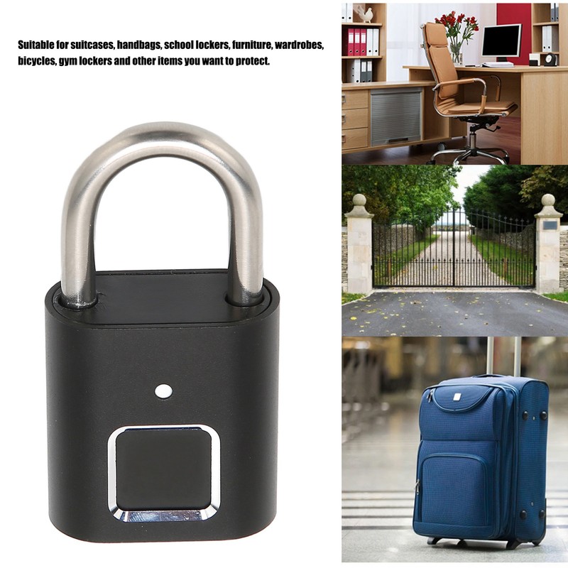 Fingerprint Padlock Biometric Smart Security Digital Lock Water Resistant USB