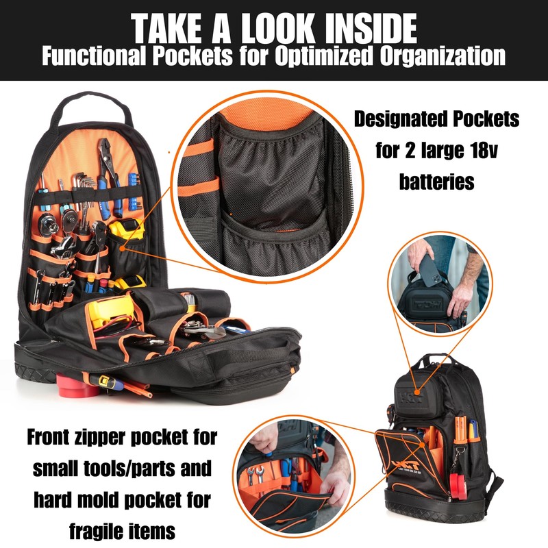 Tool Backpack with waterproof base - tool backpack heavy duty