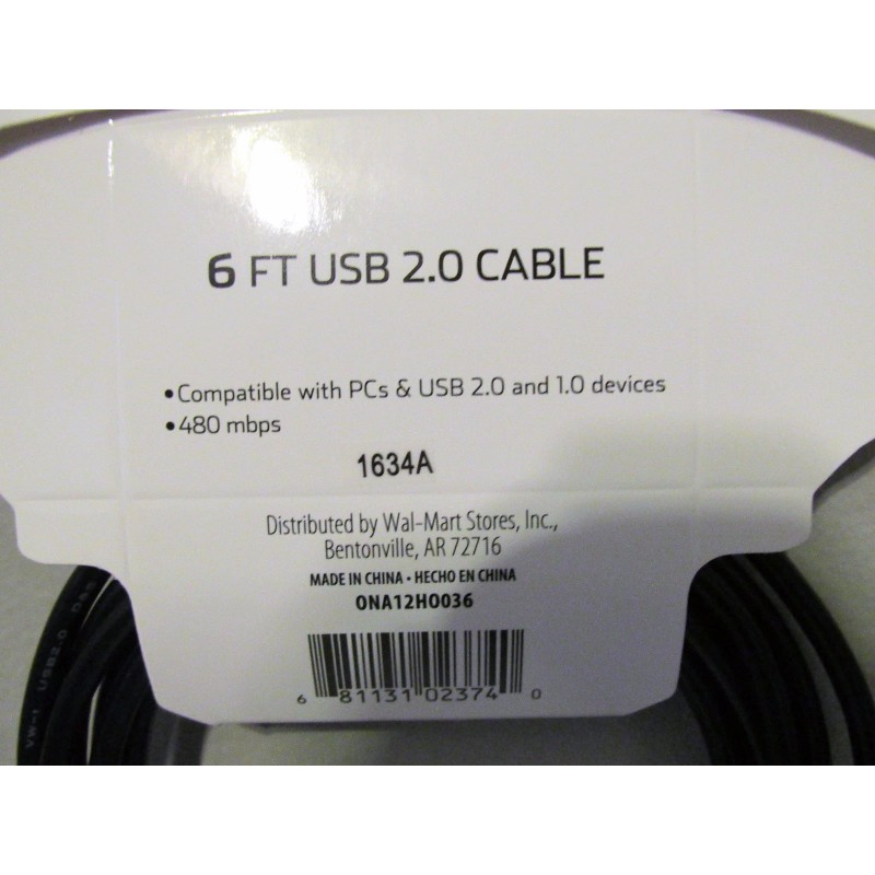 ONN USB 2.0 Cable (6 Ft Length) BRAND NEW UNOPENED