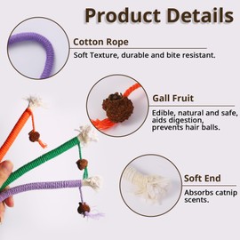 WoLover Cat Toys Chew Ropes, 3 Pack Catnip Toys for Teeth Cleaning, Sisal Rope Cat Toy for Indoor Kitten, Interactive Cat Nip Kitty Toys for All Breeds 7.87 Inches (Plus 3 Pack of Catnip)