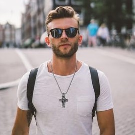 Flongo Orthodox Cross Necklace for Men: Stainless Steel Jesus Cross Pendant Prayer Jewellery Gift Premium Faith Necklace for Catholic Evangelical Holy Symbol with Protective Effect