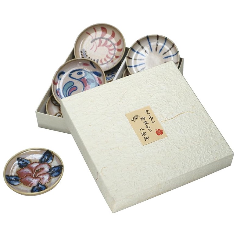 Yamakatsuminotouen KR-3003C Dinnerware Set, Set of 8, Yachimun Style, Okinawa,