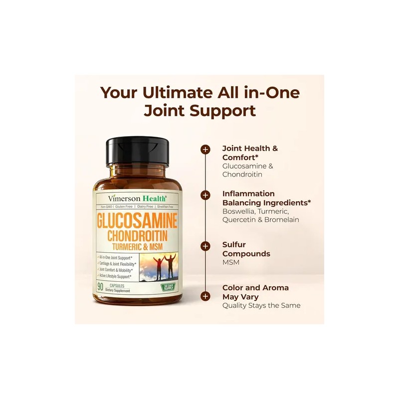Vimerson Health Glucosamine Chondroitin Turmeric & Msm 90cap Sin Sabor
