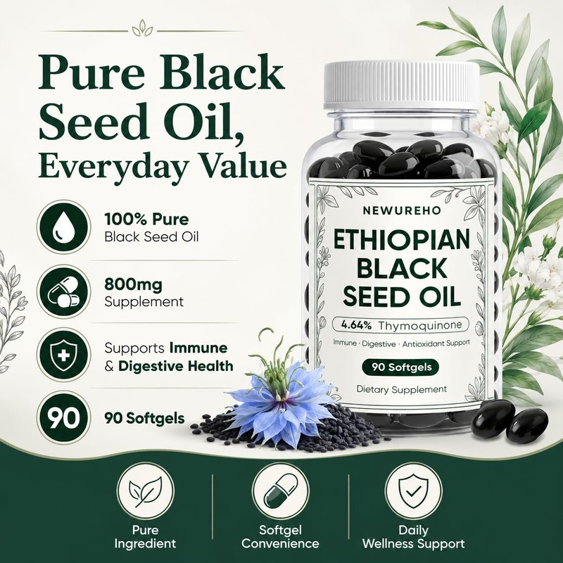 Ethiopian Black Seed Oil, Organic Cold Pressed 100% Pure Black