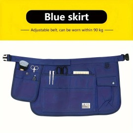 Garden Tool Belt 9 Pockets Short Waist Apron Waiter Canvas Half Tool Apron for Home Restaurant Coffee Shop BBQ Kitchen Accessorycolor: Blue, size: Onesize