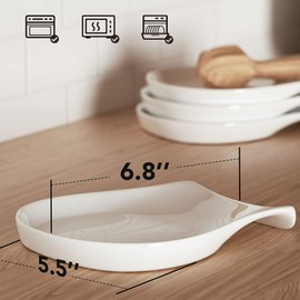 Reposapiés de cuchara de melocotón, soporte de cuchara blanca para encimera de estufa, soporte de cuchara de cerámica para encimera de cocina, decoración de cocina, 5.5 pulgadas