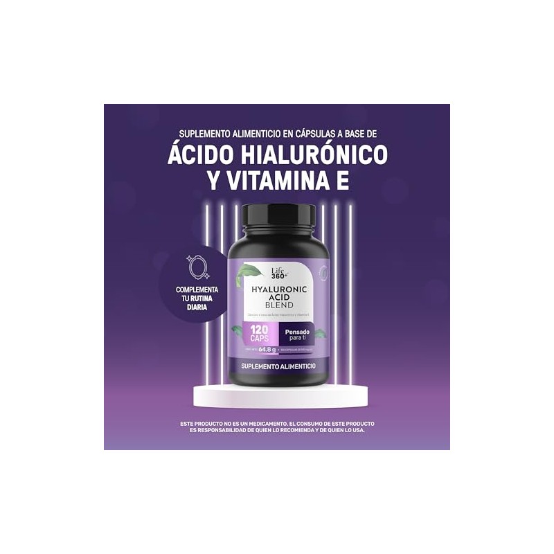 LIFE 360+ Ácido Hialurónico | 540 Miligramos 120 Cápsulas |