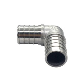 Fitvell 3/4 Inch PEX 90 Degree Elbow Stainless Steel Barb Crimp Pipe Fitting for PEX Pipe (Pack of 3)
