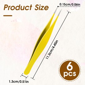 6 Pieces Needle Nose Tweezers Ingrown Hair Tweezers Pointed Tweezers Precision Fine Point Tip Tweezers Stainless Steel Blackhead Remover for Nose Facial Hair Eyebrow Blackhead Remover