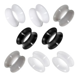 XIMAX 8PCS Thin Silicone Ear Gauges for Plugs Gauge Tunnels Double Flared Flexible Flesh Stretchers Expander Black White for Women Men 5/8"