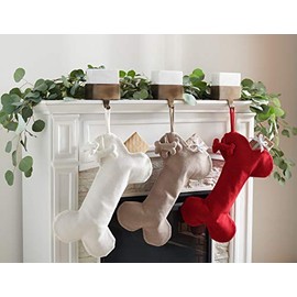 Safavieh Home Collection Chestnut Dog Bone 20-inch Hanging Holiday Christmas Stocking (Set of 3)