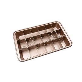 Brownie Pan, Non-Stick Brownie Baking Pan with Dividers, Brownie Cutter,Brownie Tray,18 Pre-Slice Brownie Baking Tray 12 X 8 X 2‘’