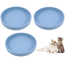 Silicone Dog Bowl Shallow Cat Food Bowls, 6 Inch Wide Cat Bowls Whisker Friendly, No Spill Less Mess Dog Plates for Dry and Wet Food, Set of 3 Puppy Bowls for Small Dogs and Cats