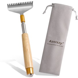 Aznrszy Oversize Back Scratcher Extendable, Backscratchers for Men Women with Wooden Handle Steel Massage Roller Wider Claw, Sturdy Manual Body Scratcher Massager Extend Up to 62CM