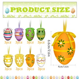 Hanging Easter Eggs, 24 Colourful Plastic Easter Eggs for Hanging, Easter Decoration Easter Eggs with Great Patterns for Outdoor and Indoor Outdoor Easter Shrub Decoration, Spring Decoration (24)
