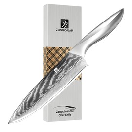 zongchuan 9C 8 Inch Chef Knife – Ultra-Smooth Cutting Experience,Effort-Saving Damascus Kitchen Knife,Professional Grade Sharp,Ergonomic Handle,9CR18MOV High Carbon Stainless Steel,Love's Gift Box