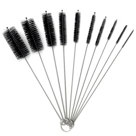 Long Straw Cleaner Brush Set,10 Pcs 8.3 Inch Botthle Cleaning Brush and Nylon Tube Brush Brush Kit for Sippy Cup Narrow Neck Tubes, Water Bottles,Straws(Black)